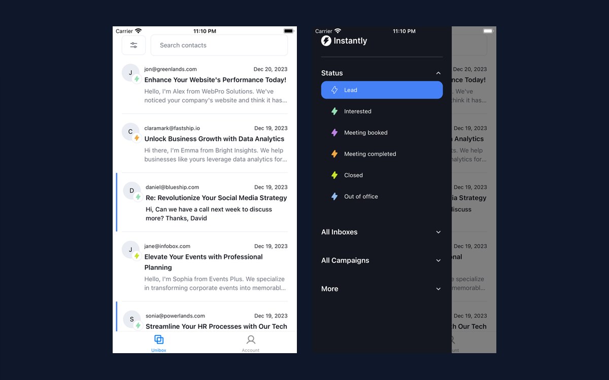 Instantly.ai — Mobile